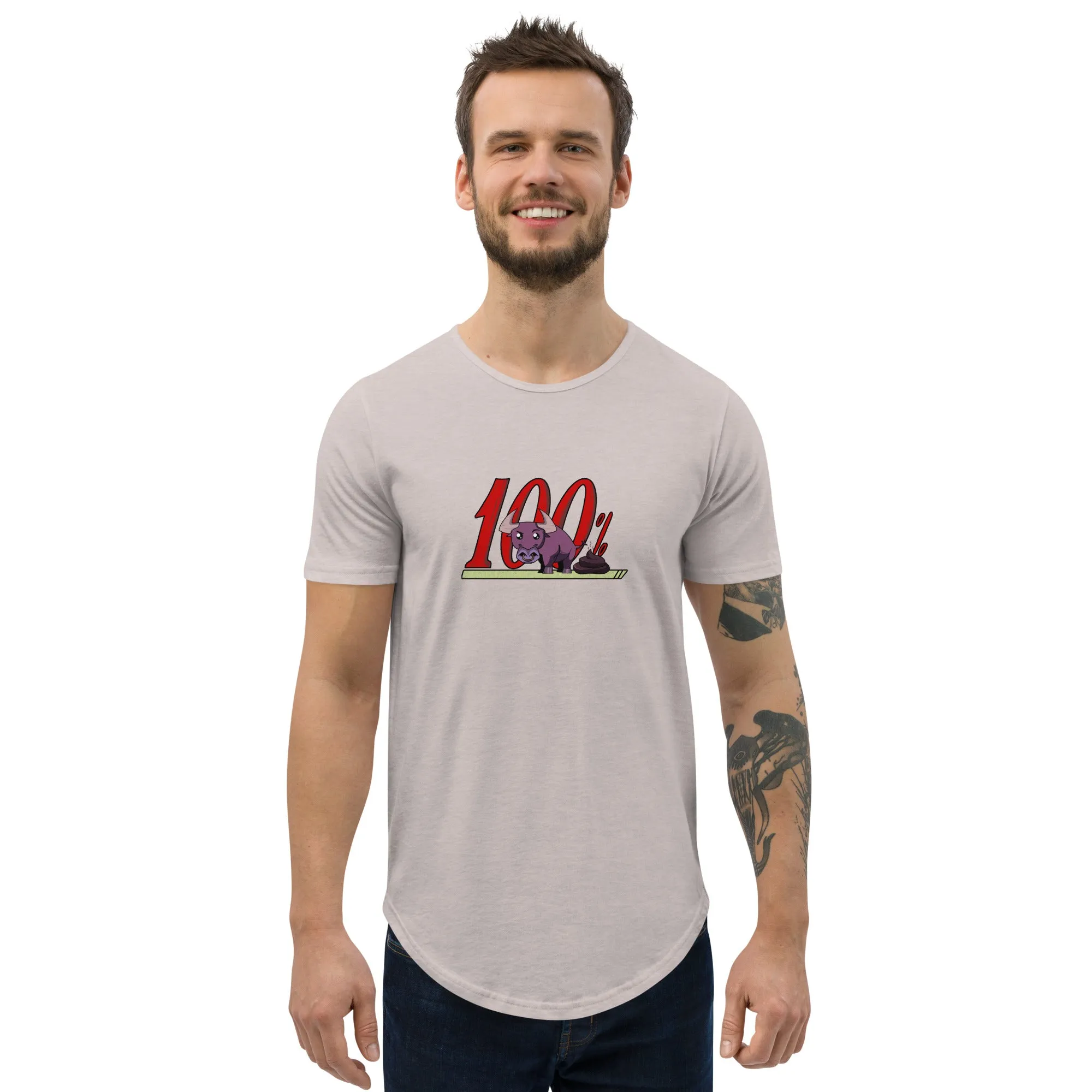 100% BS Men's Curved Hem T-Shirt by #unicorntrends