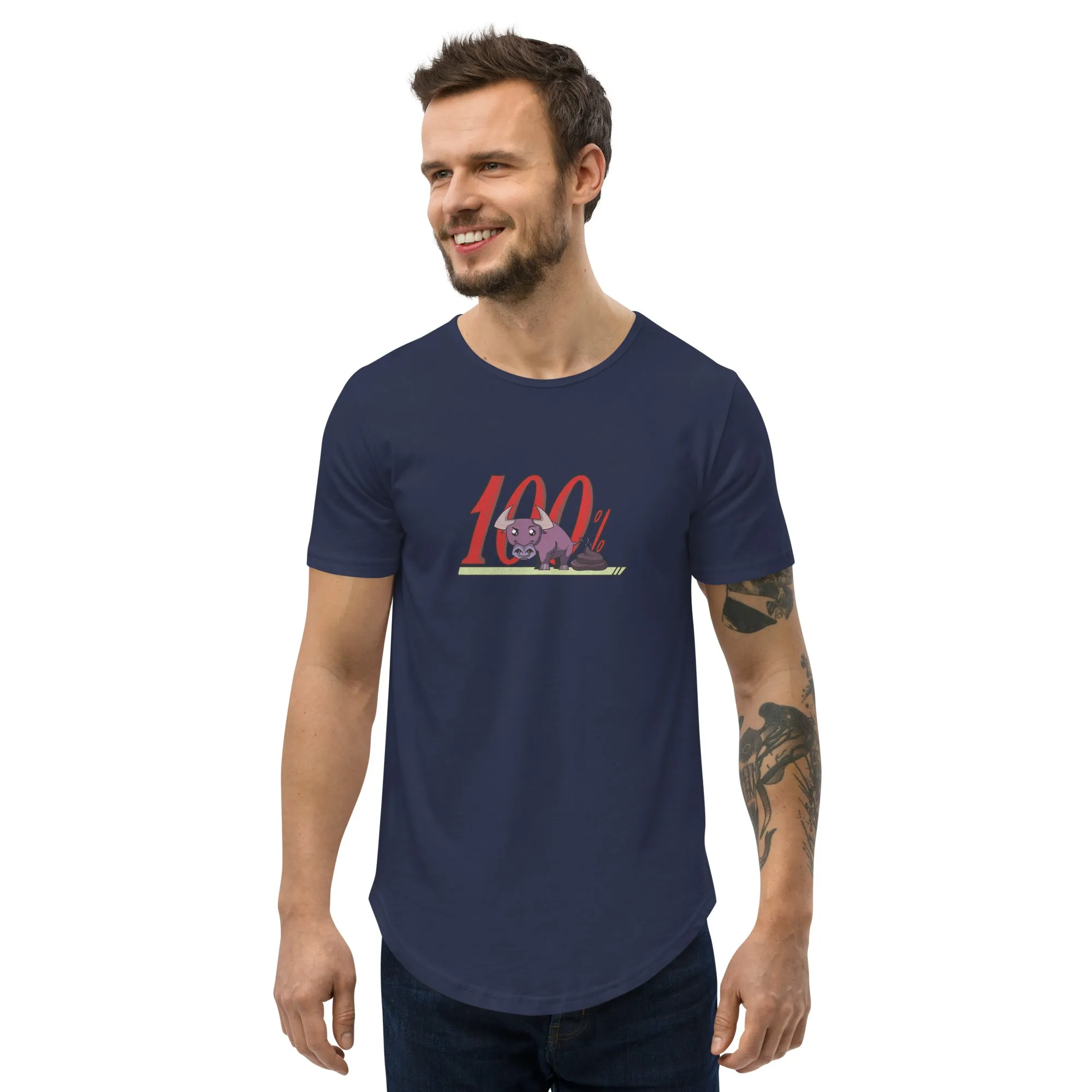 100% BS Men's Curved Hem T-Shirt by #unicorntrends
