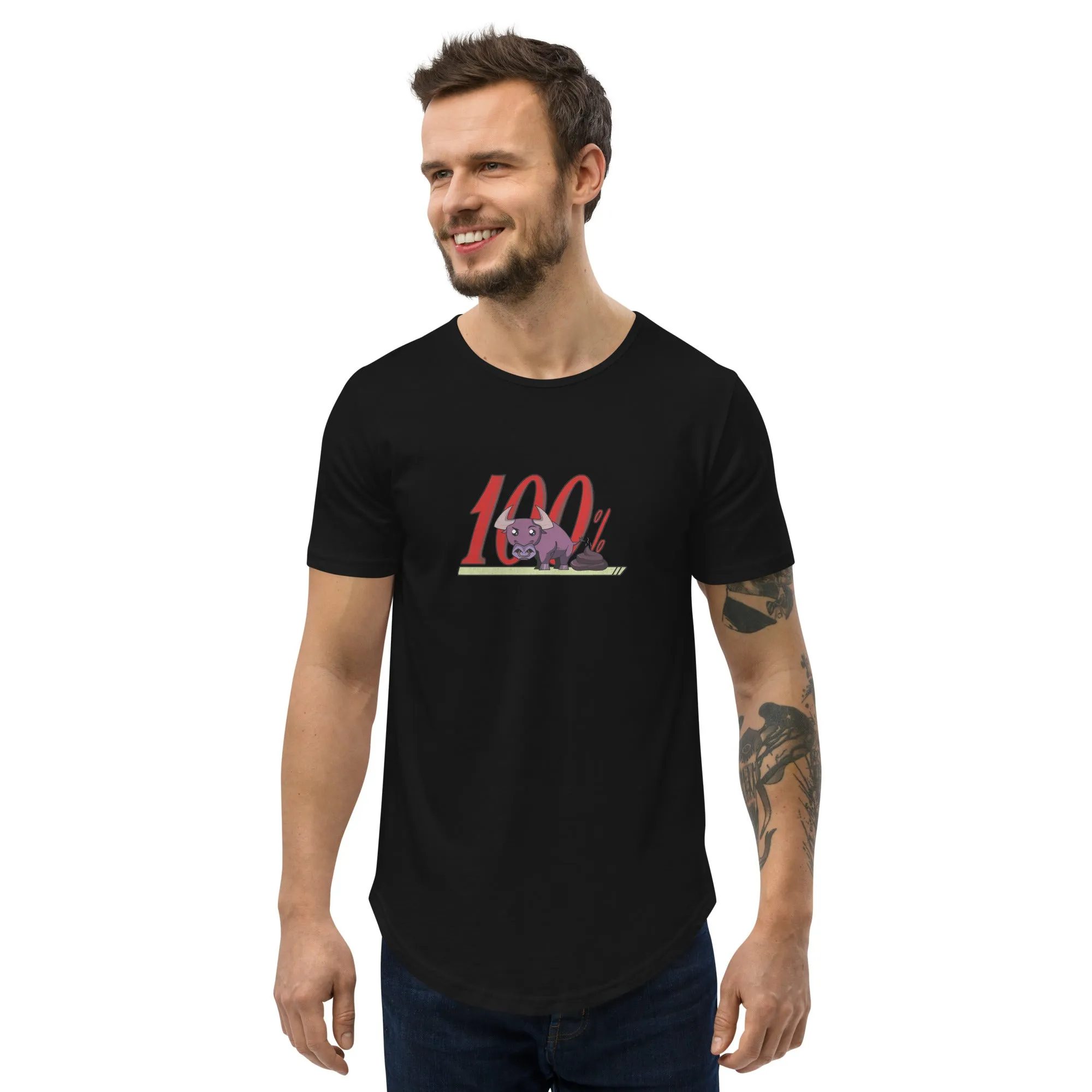 100% BS Men's Curved Hem T-Shirt by #unicorntrends