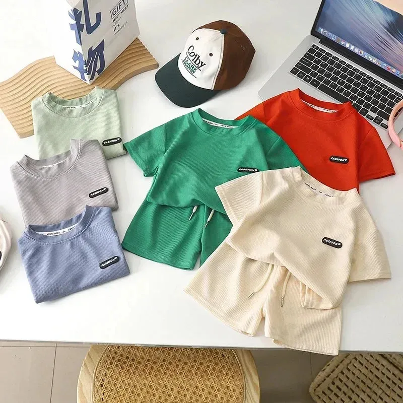 2Pcs Summer Cotton Tee and Shorts