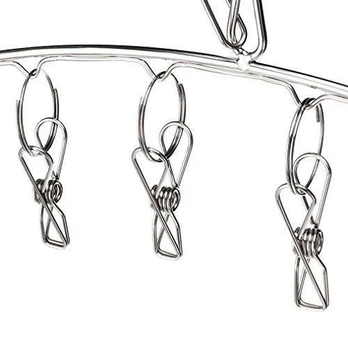 3 Pack Stainless Steel Laundry Drying Rack Clothes Hanger with 10 Clips For Drying Socks,Drying Towels, Diapers, Bras, Baby Clothes,Underwear, Socks Gloves