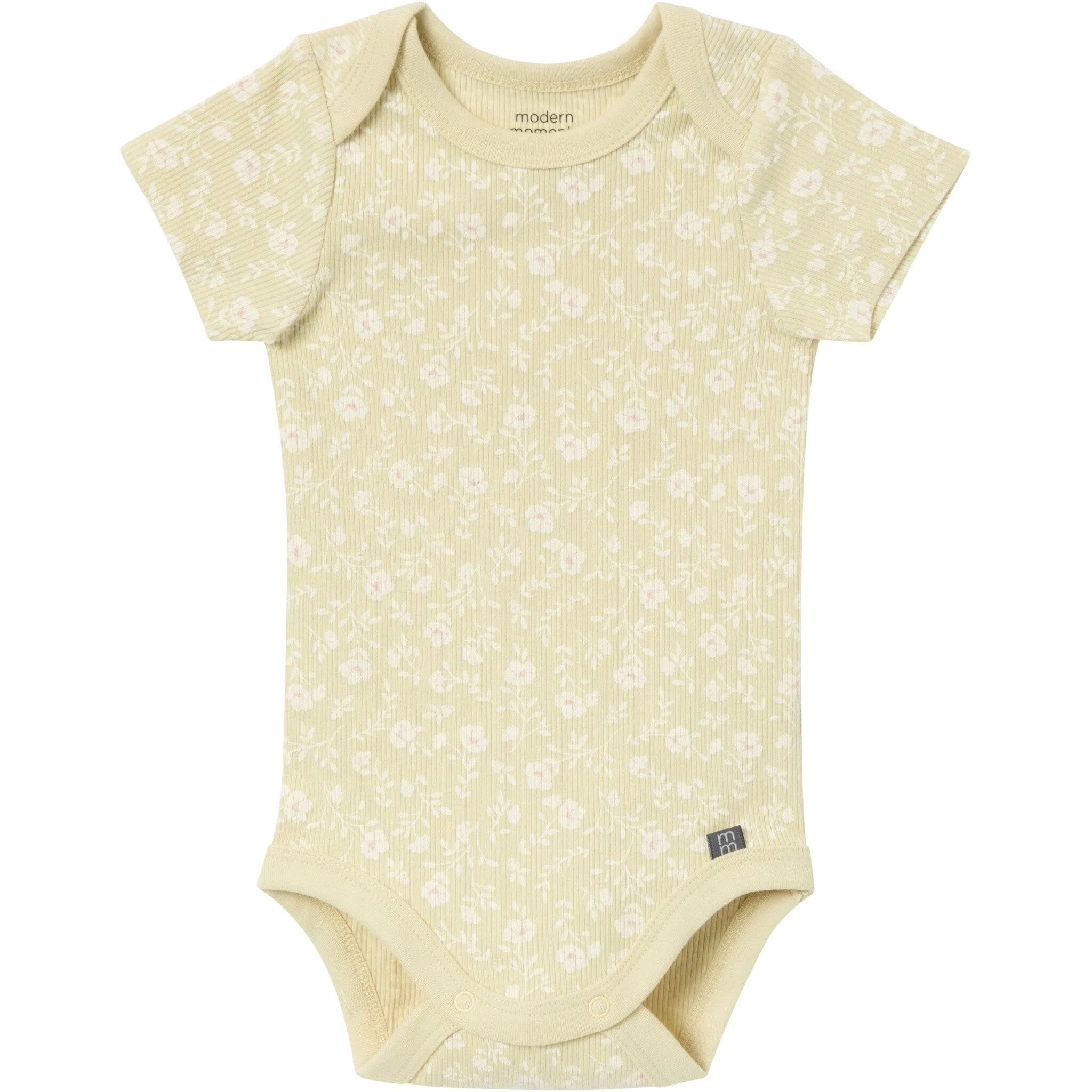 4-Piece Baby Girls Dusty Yellow Floral Short Sleeve Bodysuits and Shorts Set