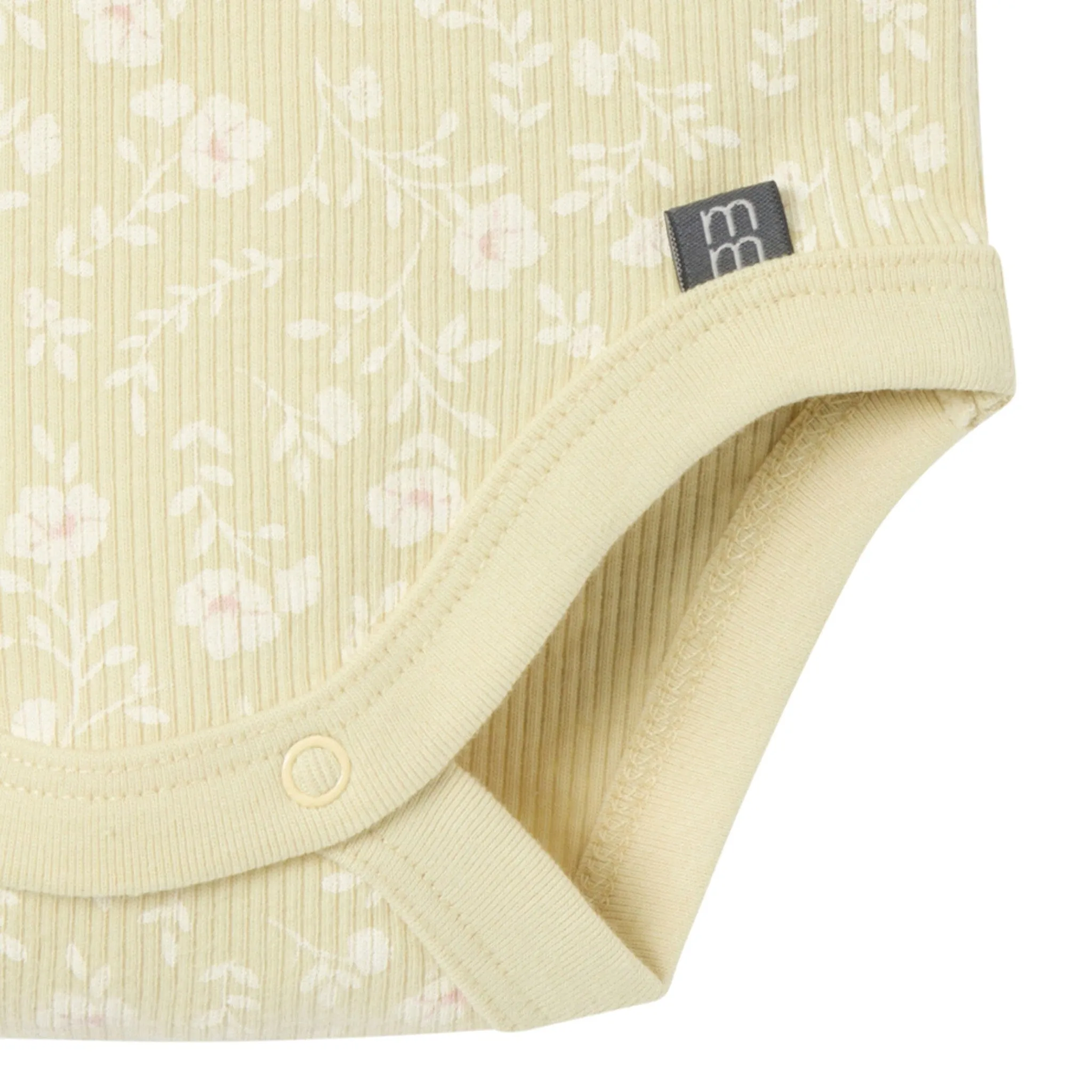 4-Piece Baby Girls Dusty Yellow Floral Short Sleeve Bodysuits and Shorts Set