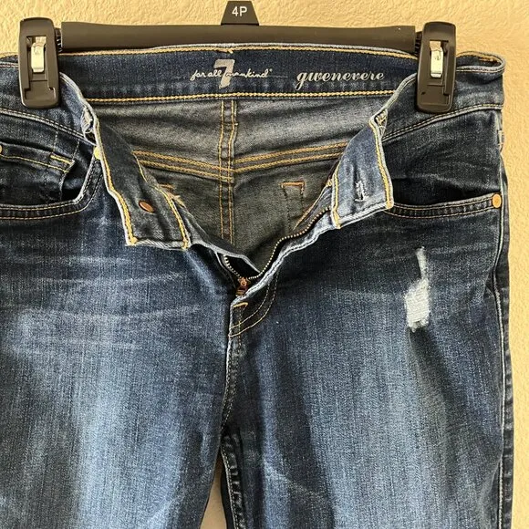 7 for all Mankind Women's Gwenevere Distressed Skinny Jeans Size 30