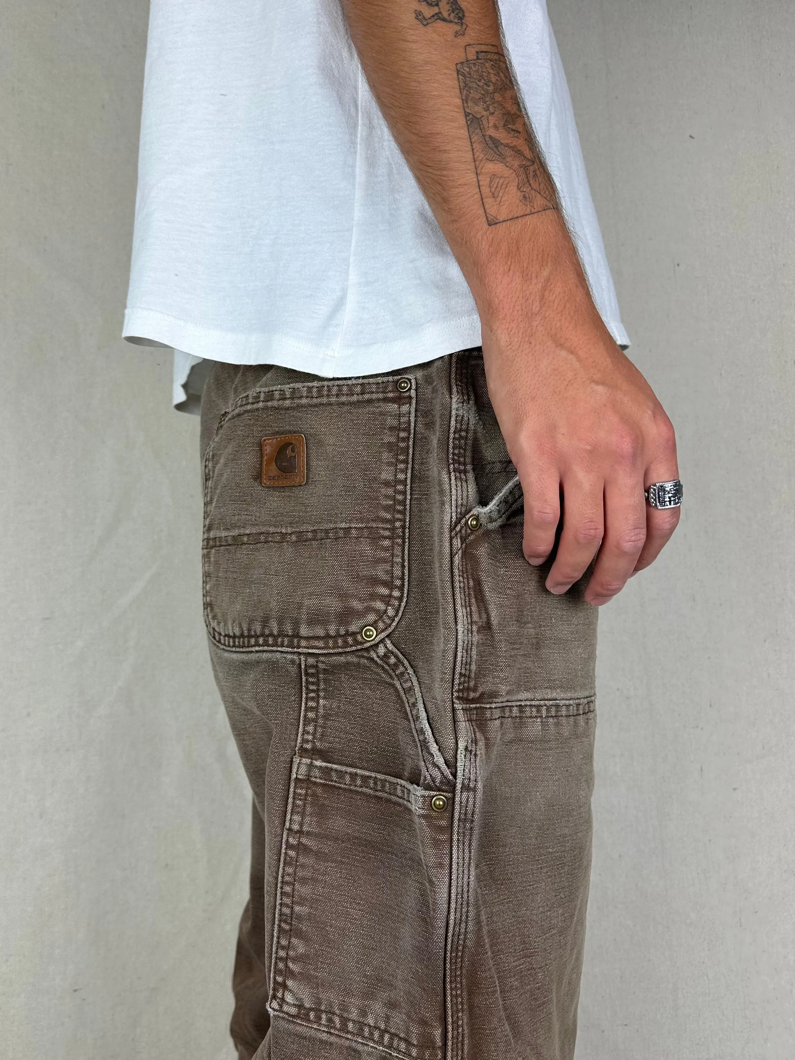 90's Carhartt Heavy Duty Double Knee Vintage Carpenter Jeans Size 38x31