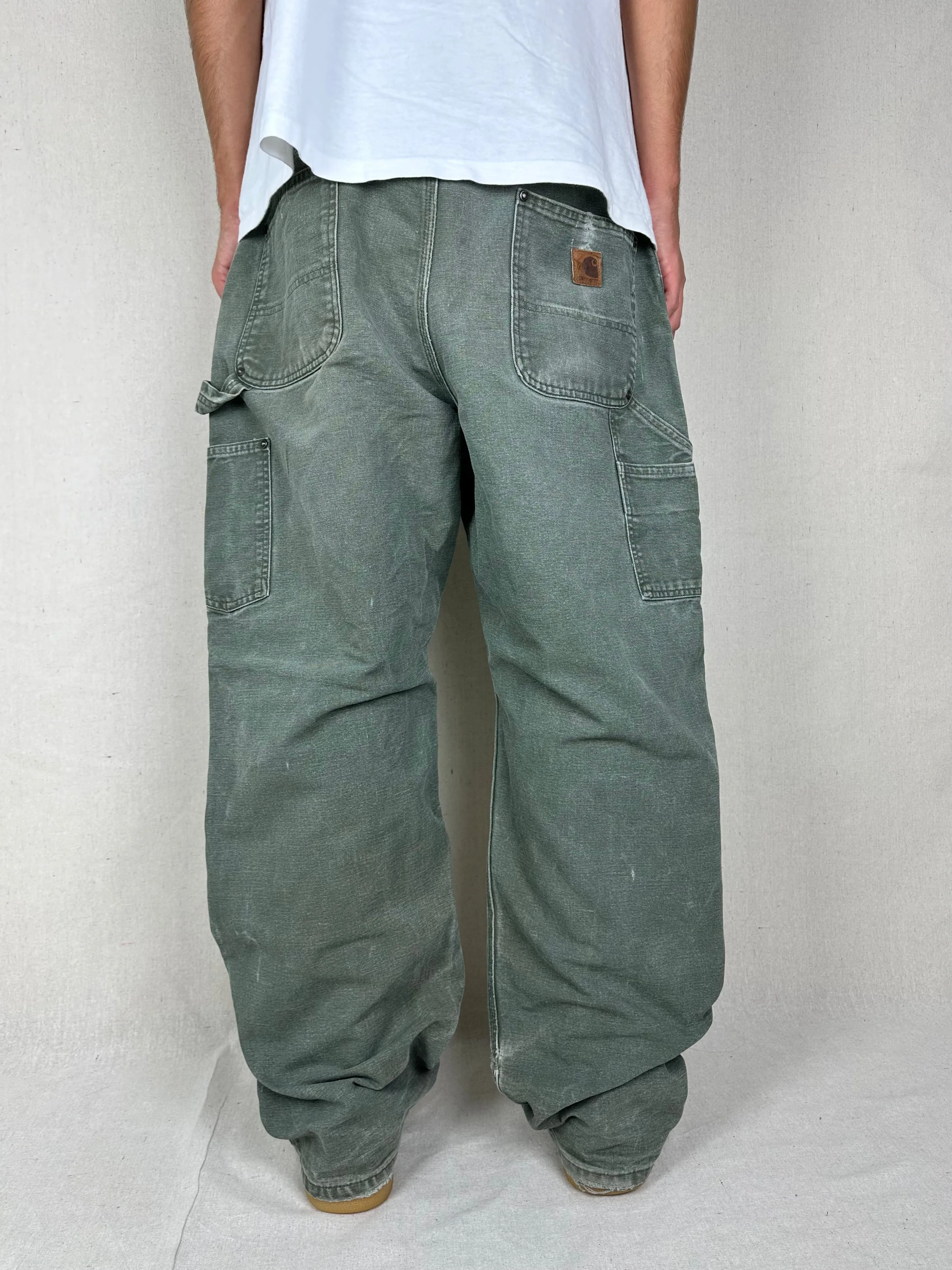 90's Carhartt Heavy Duty Vintage Double Knee Carpenter Jeans Size 38x31