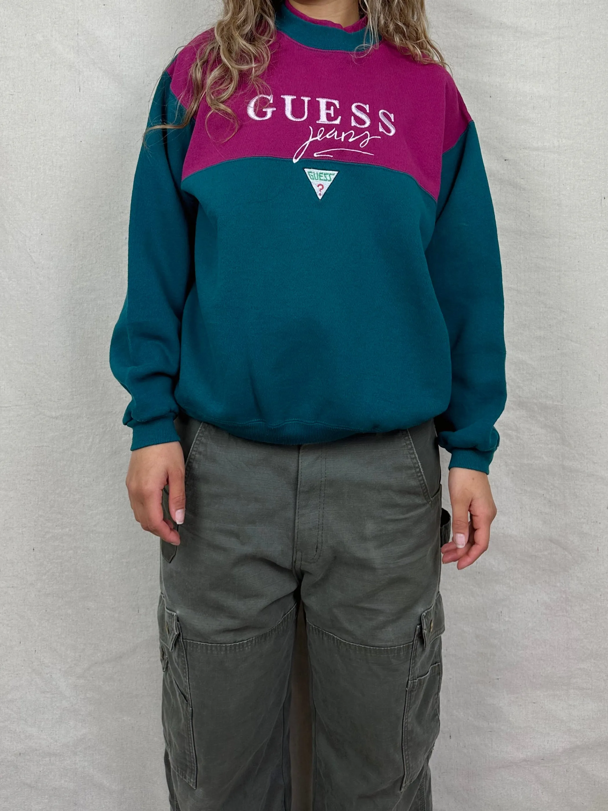 90's Guess Jeans USA Made Embroidered Vintage Sweatshirt Size 10-12