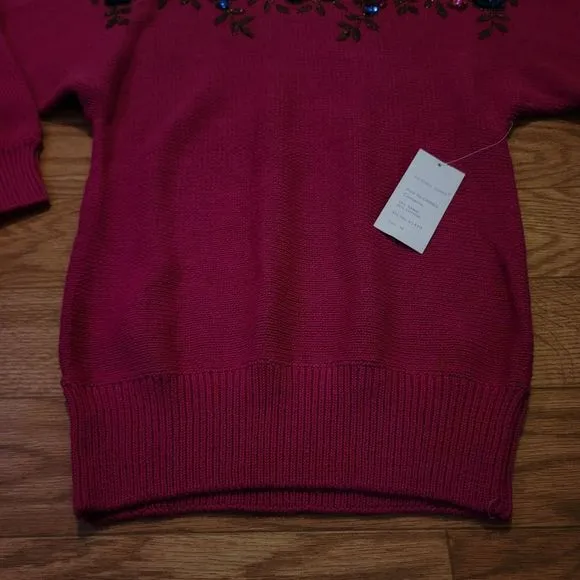 90's Vintage Victoria Jones Beaded Knit Pullover NEW