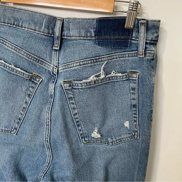 A   F Ultra High Rise 90's Straight Leg Criss-Cross Jean Blue size 30