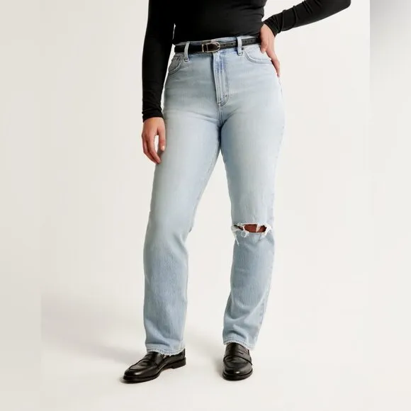Abercrombie &amp; Fitch Curve Love Ultra High Rise 90s Straight Leg Jeans