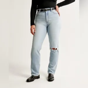 Abercrombie &amp; Fitch Curve Love Ultra High Rise 90s Straight Leg Jeans