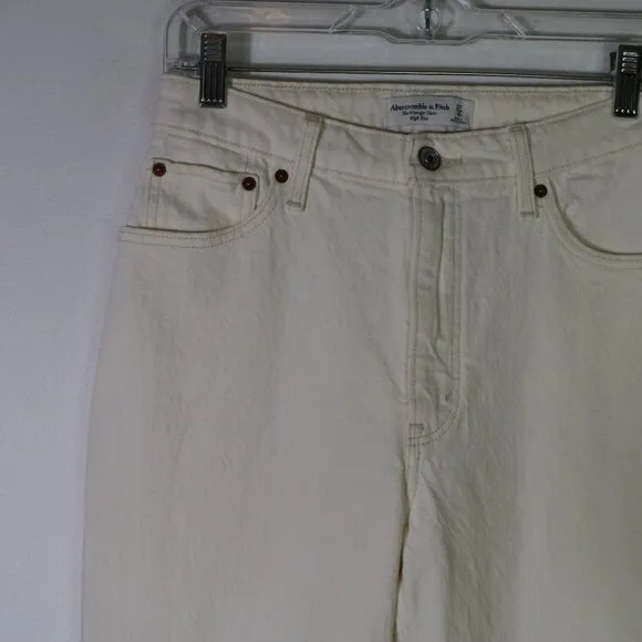 Abercrombie the Vintage Flare High Rise Jeans Curve Love Bone Cream 4 Short 27