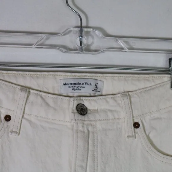 Abercrombie the Vintage Flare High Rise Jeans Curve Love Bone Cream 4 Short 27