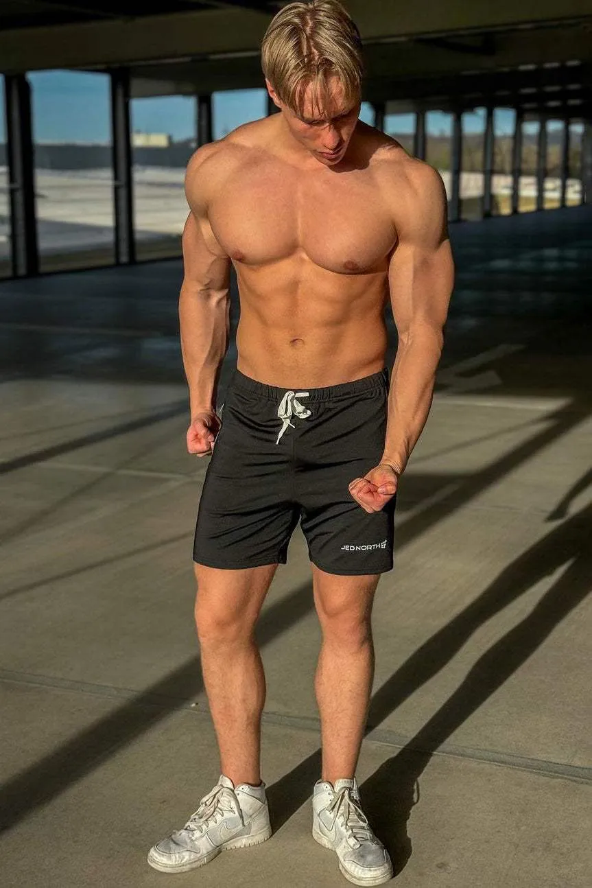 Agile Plus 6.5'' Bodybuilding Shorts w Zipper Pockets - Black