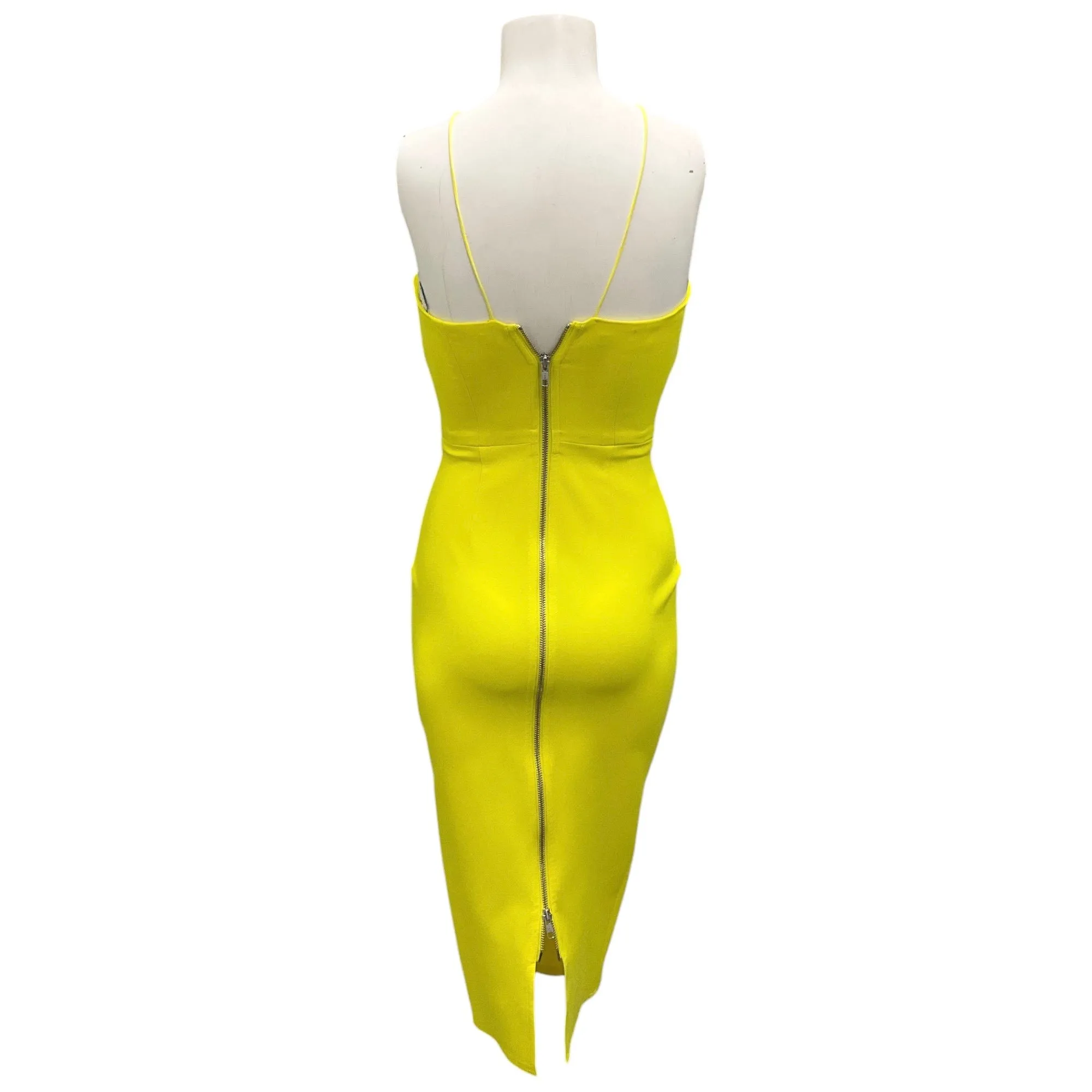 Alex Perry Bright Yellow Crepe Halter Midi Dress