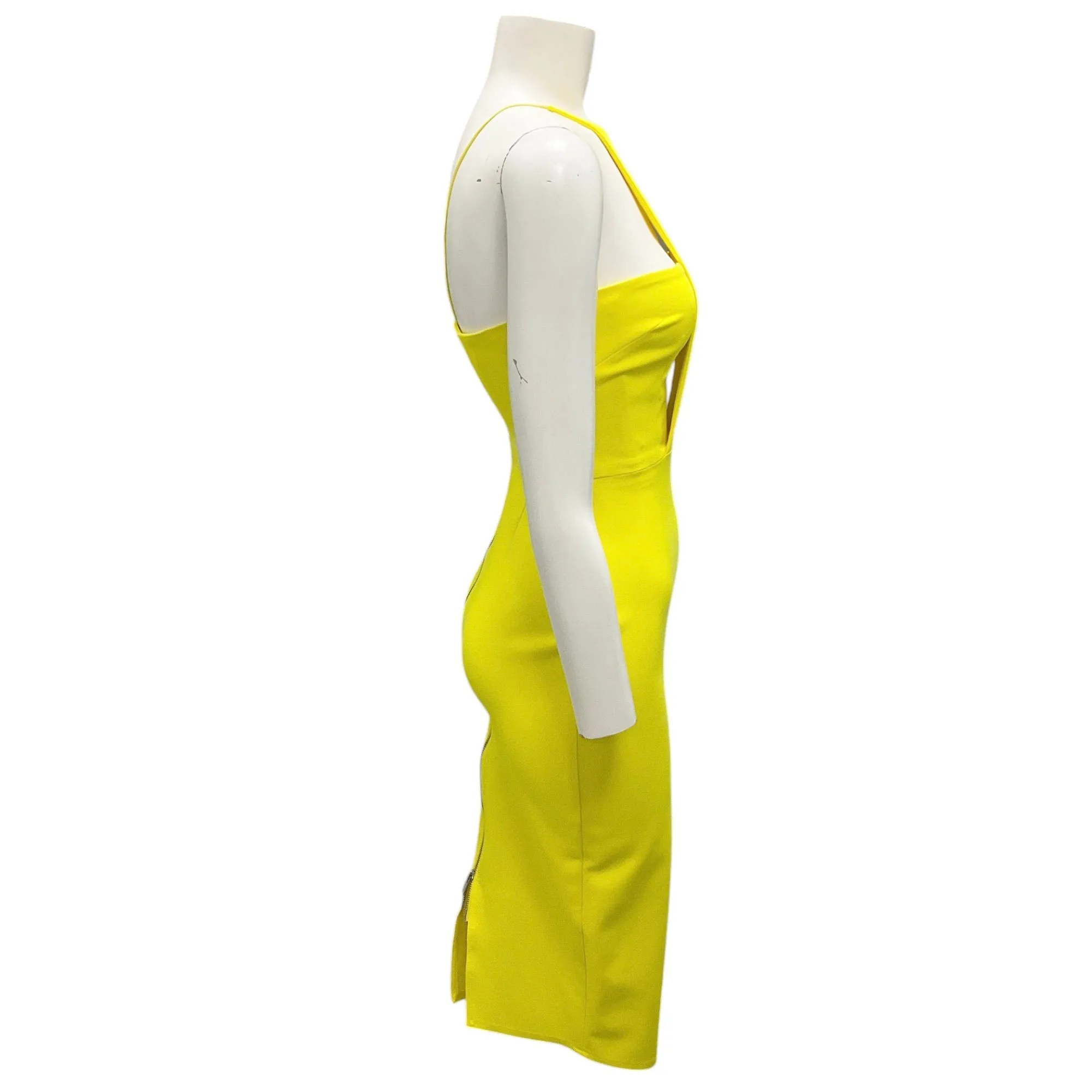 Alex Perry Bright Yellow Crepe Halter Midi Dress