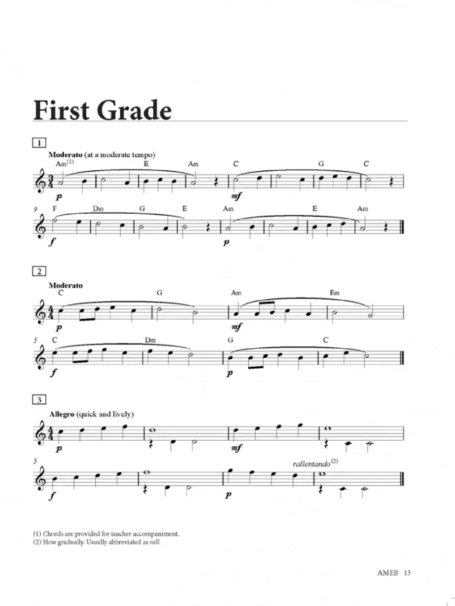 AMEB Classical Guitar Sight Reading 2011