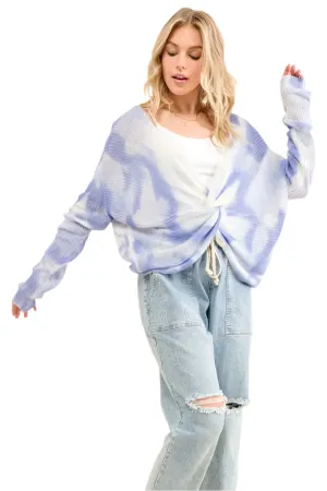 And The Why Blue Tie Dye Twisted Sweater