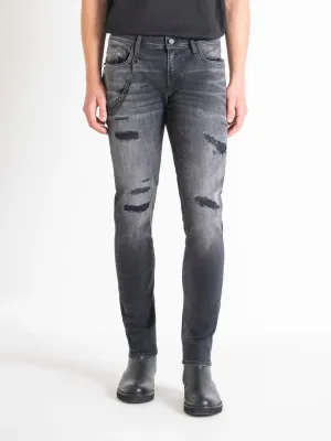 Antony Morato Men Grey Washed Tapered Fit Mid-Rise Jeans