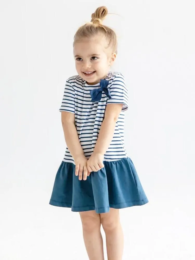 Artie - Blue and White striped Sailor Baby and Girls Dress