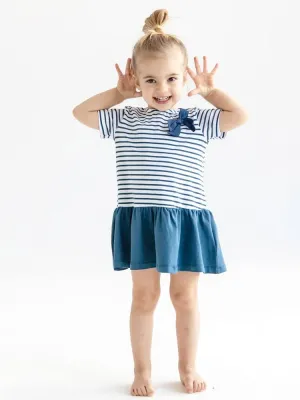 Artie - Blue and White striped Sailor Baby and Girls Dress
