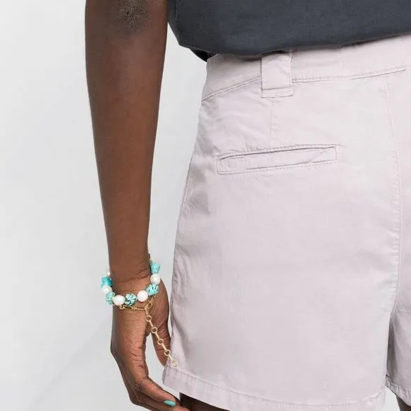 Ba&amp;Sh Prisme Flared High Waist SHORTS Size L Mauve Lyocell Cotton NEW $185