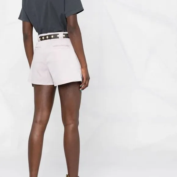 Ba&amp;Sh Prisme Flared High Waist SHORTS Size L Mauve Lyocell Cotton NEW $185