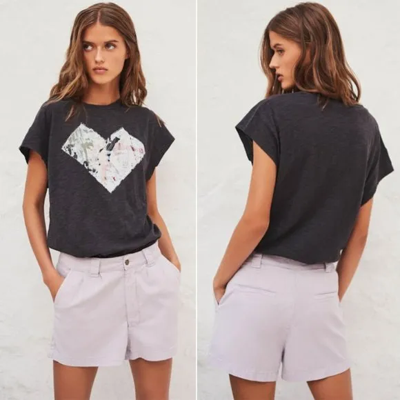 Ba&amp;Sh Prisme Flared High Waist SHORTS Size L Mauve Lyocell Cotton NEW $185