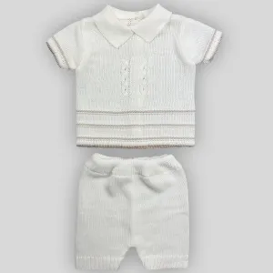 Baby Boys White Knitted Two-Piece Outfit – Little Nosh