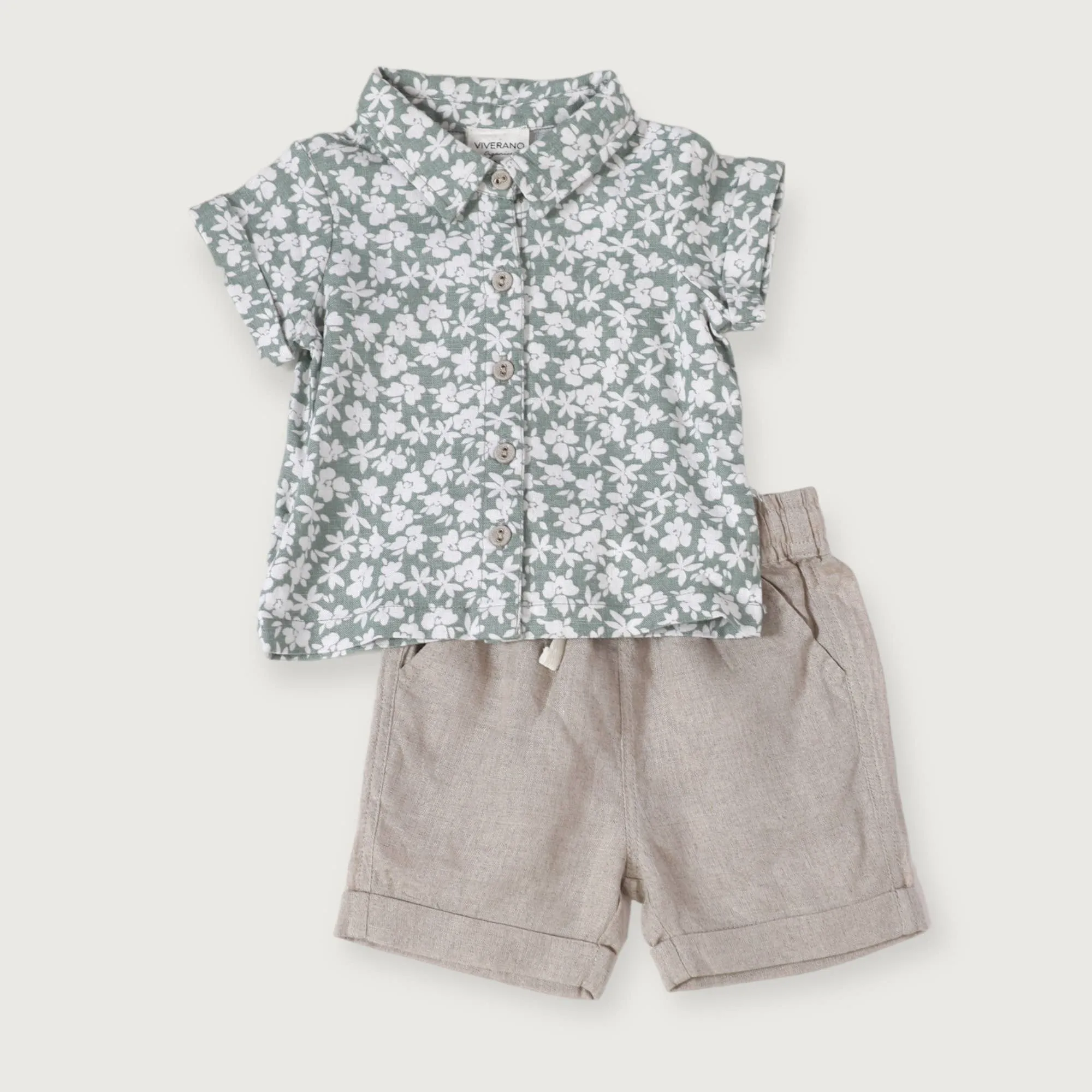 Baby Floral Linen Shirt & Shorts Set