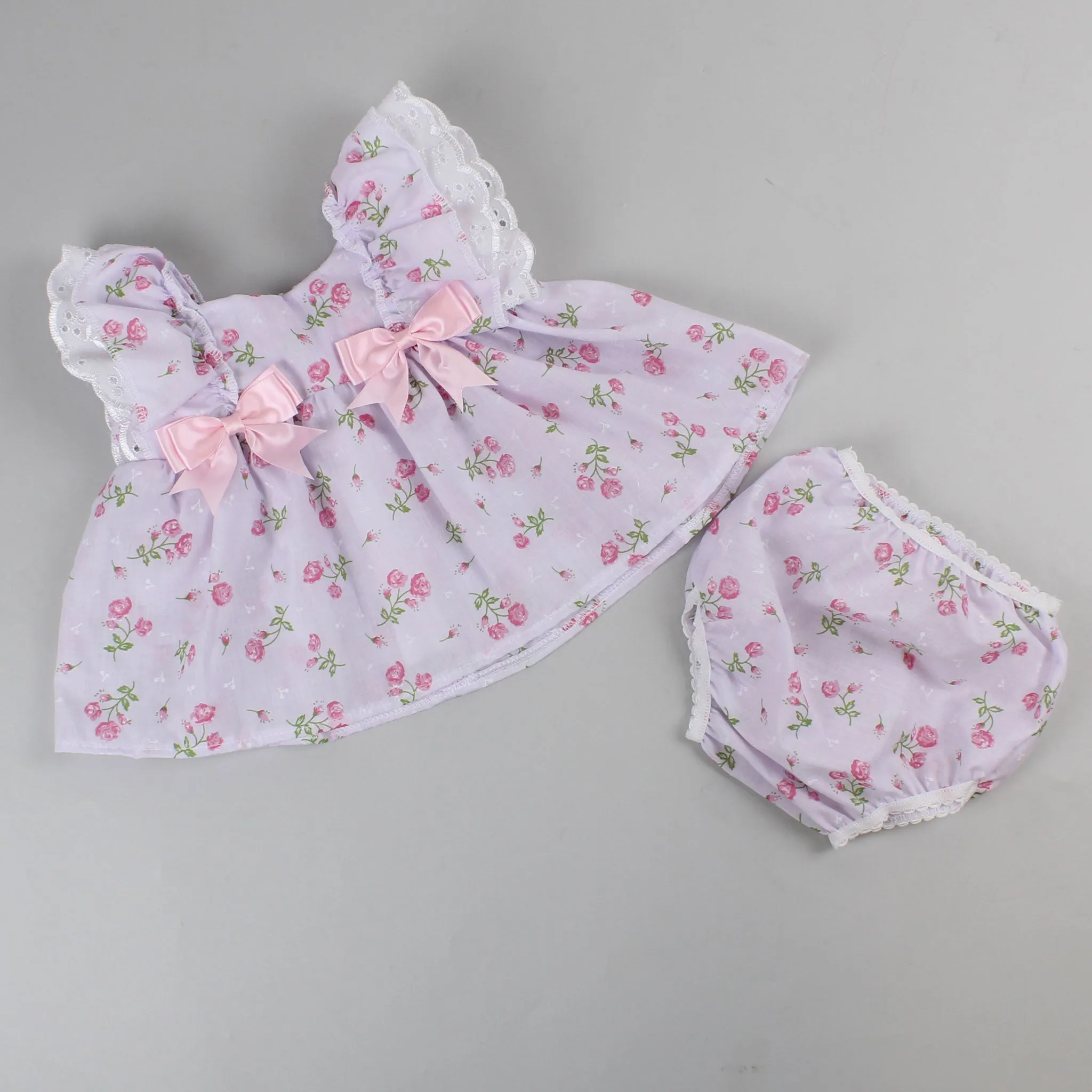 Baby Girl Dress & Bloomers - Pale Pink Floral Print