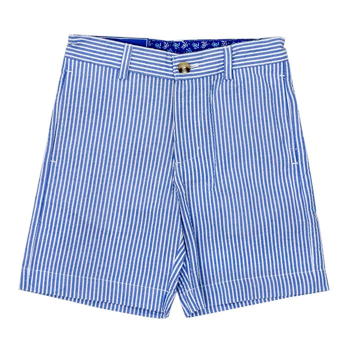 Bailey Boys Short - Blue Stripe Seersucker