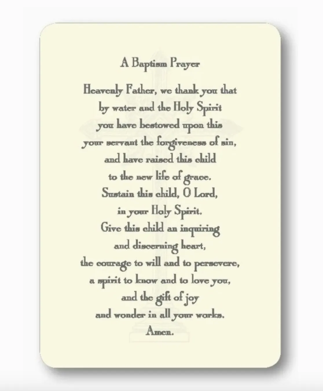 Baptism Prayer Card
