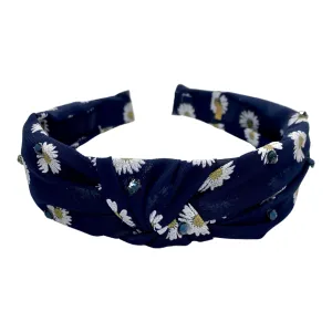 Bari Lynn Chiffon Daisy Twist Knot Headband with Crystals - 4 Colors
