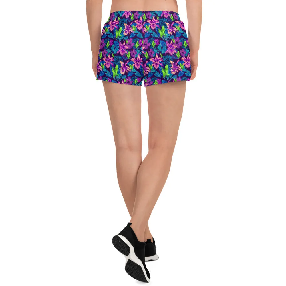 Bat Goth Hawaiian Print Women's Athletic Short Shorts / All Over Print
