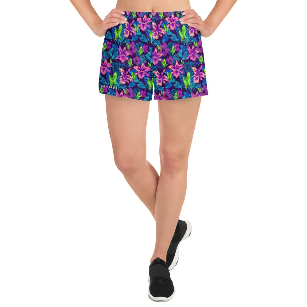 Bat Goth Hawaiian Print Women's Athletic Short Shorts / All Over Print