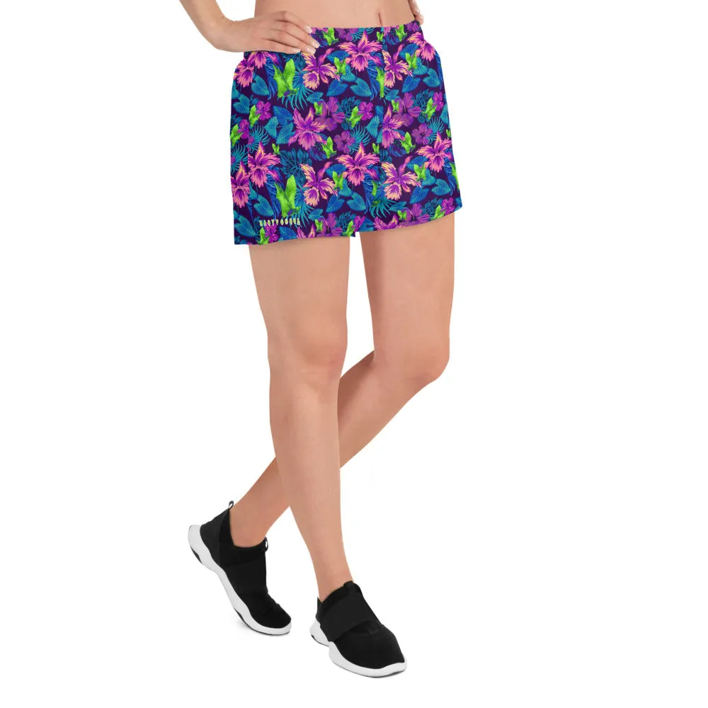 Bat Goth Hawaiian Print Women's Athletic Short Shorts / All Over Print