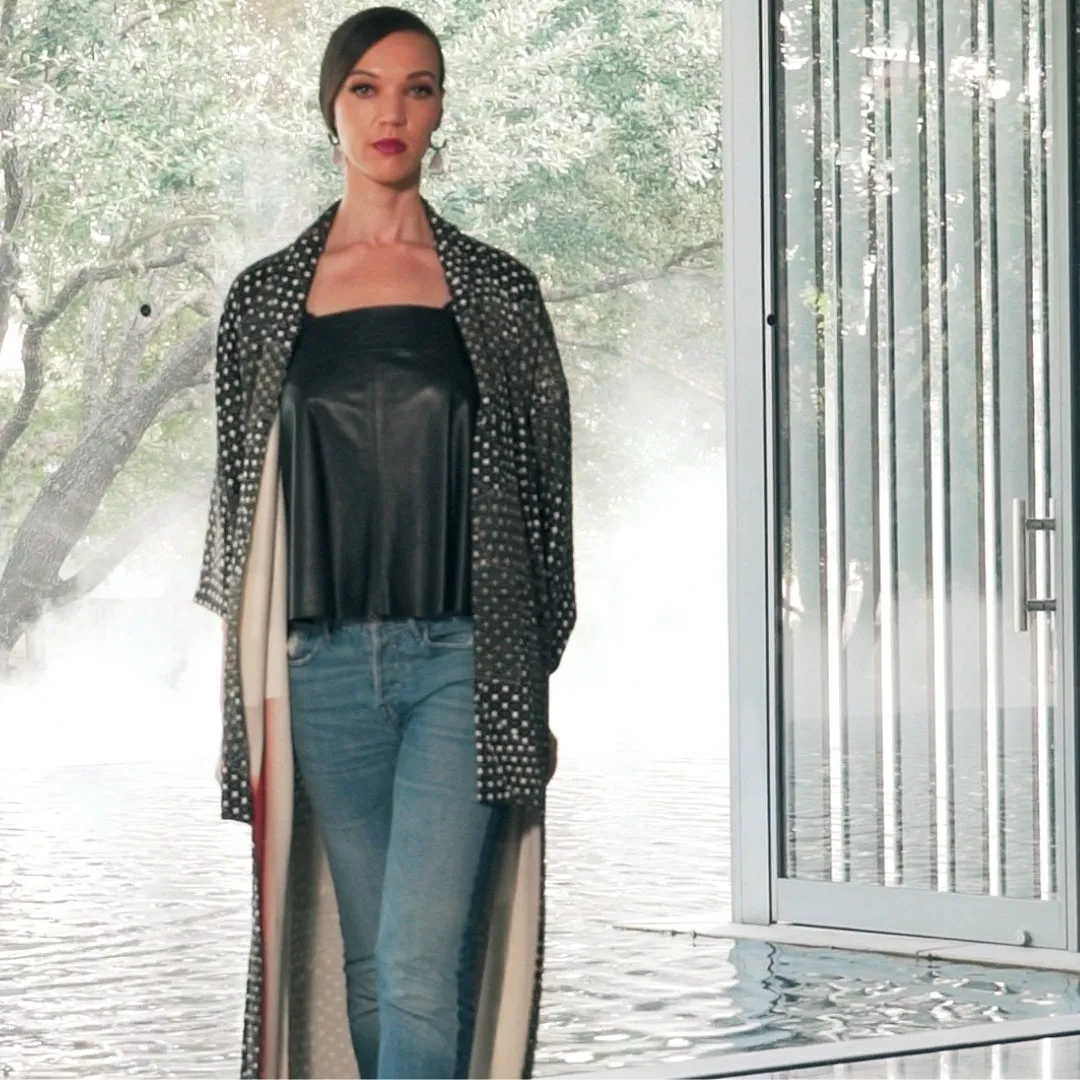 Black & White Shibori Silk Kimono