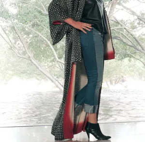 Black & White Shibori Silk Kimono