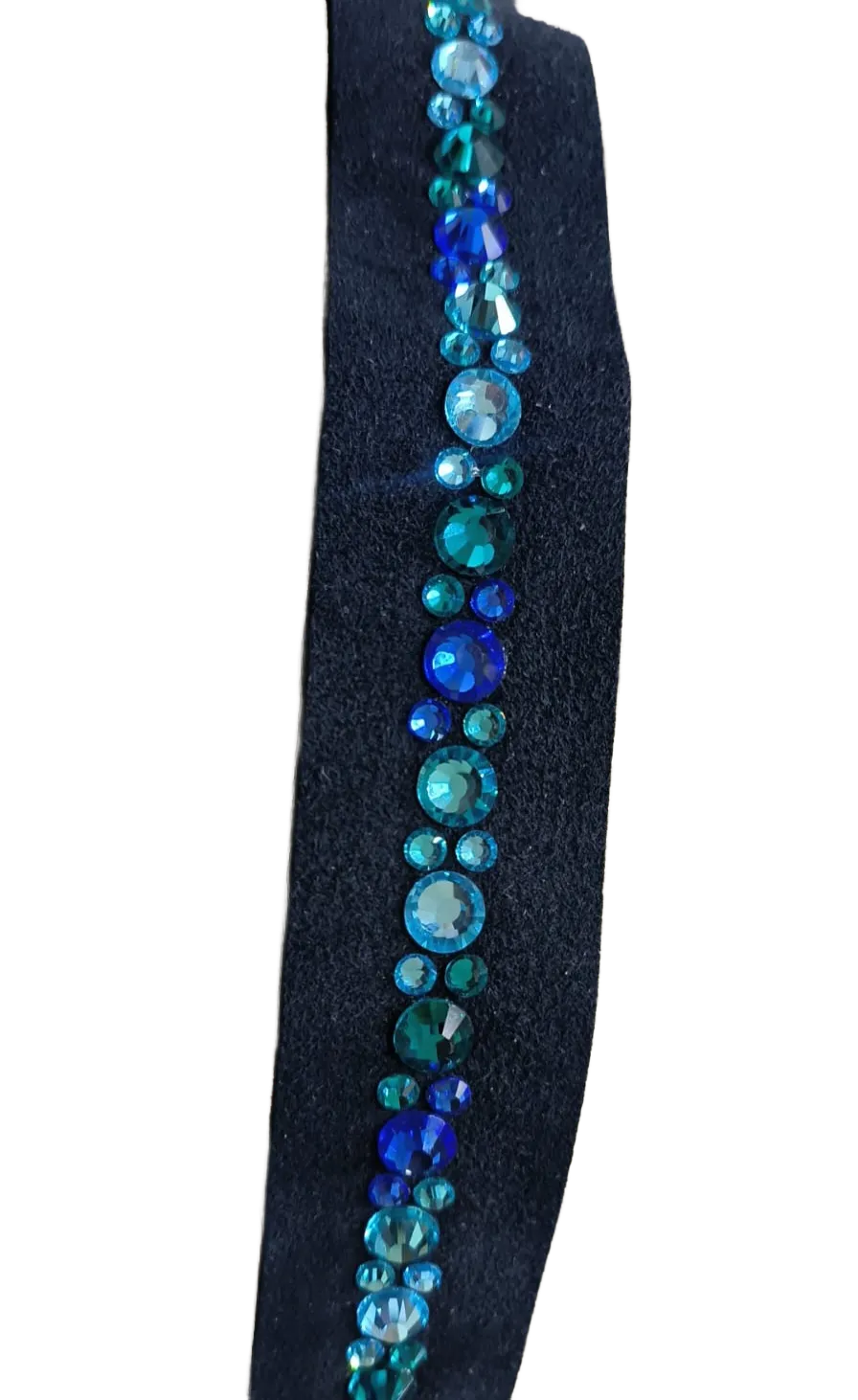 Black Leather Belt with Ocean Ombre Channel Set Crystals