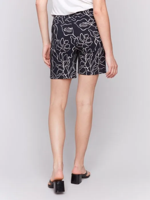 Black Printed Pull-On Short
