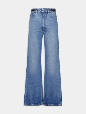 Blue High-Waist Straight Jeans