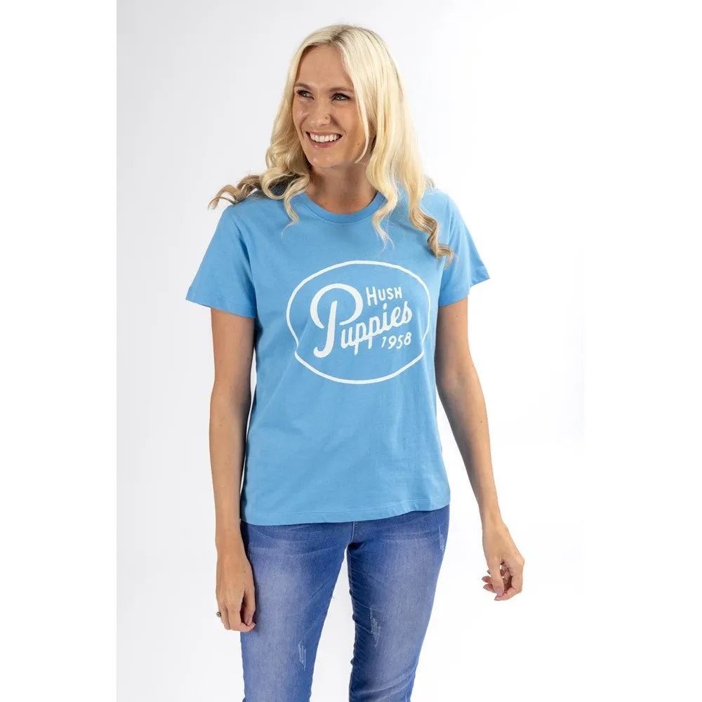 Blue Retro Script Ladies T-Shirt