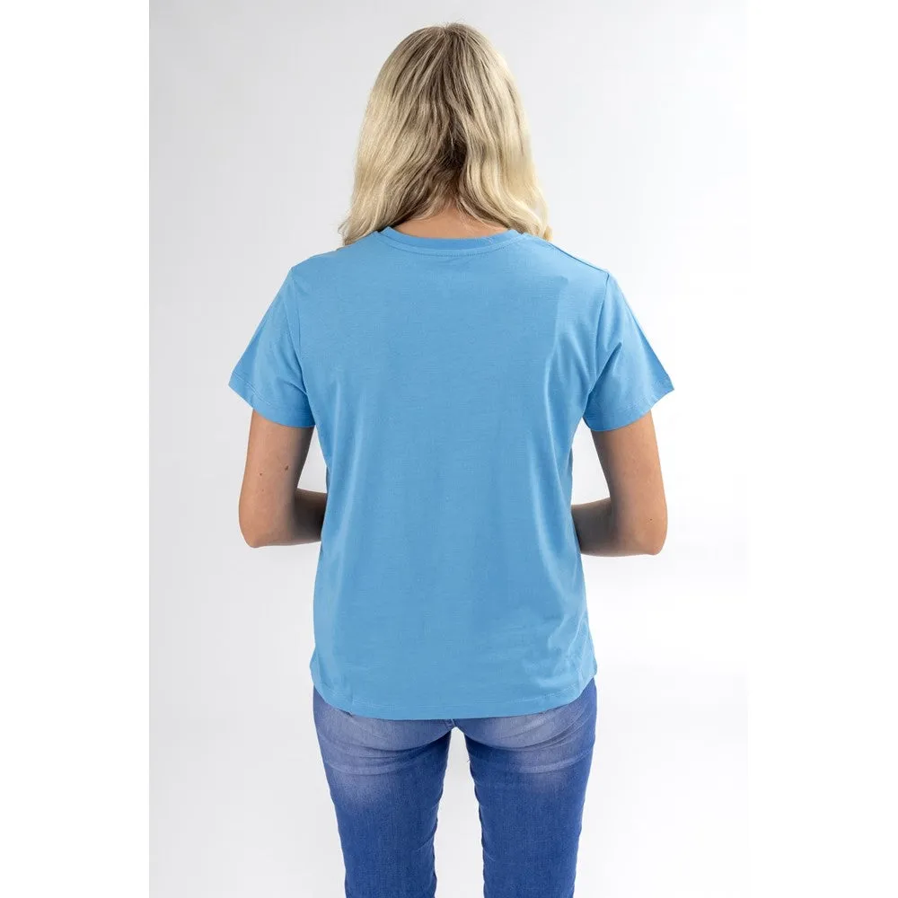 Blue Retro Script Ladies T-Shirt