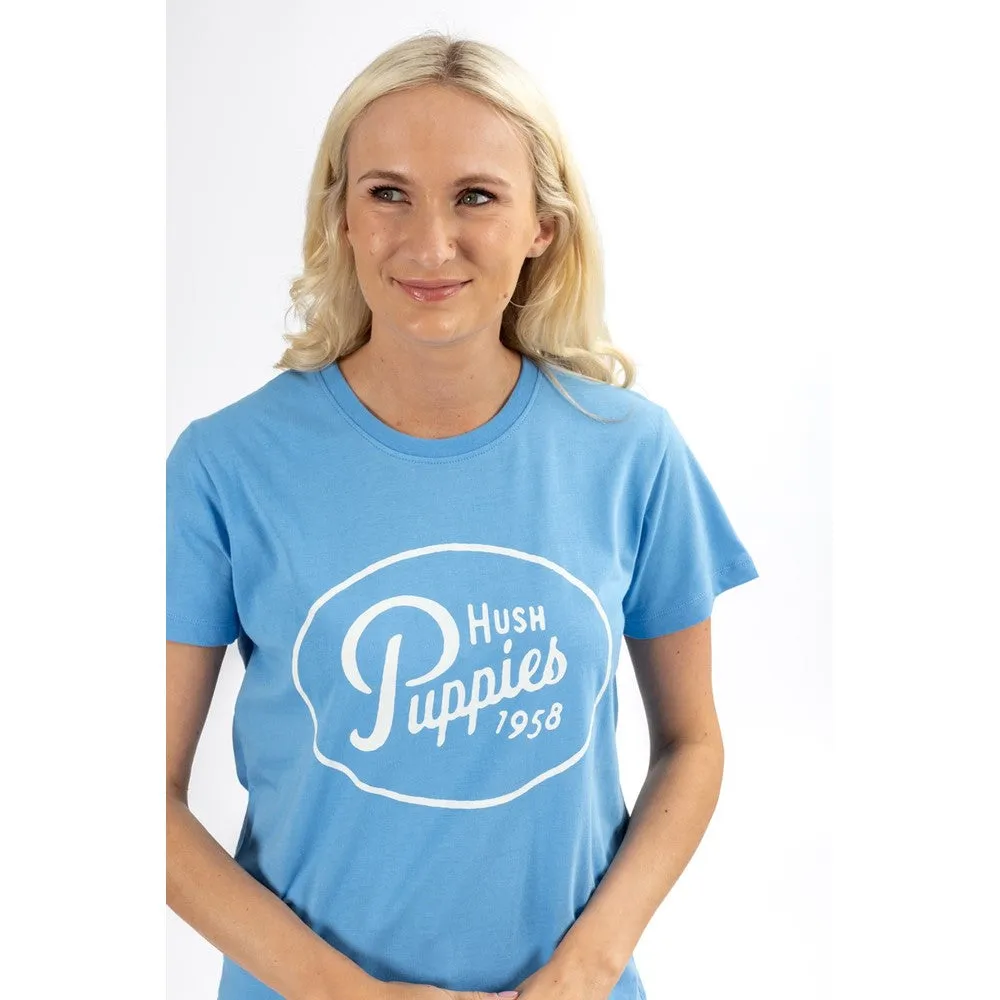 Blue Retro Script Ladies T-Shirt