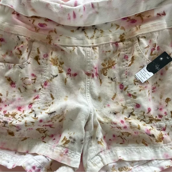 Botanically hand dyed Artisan GORGEOUS floral linen shorts XL