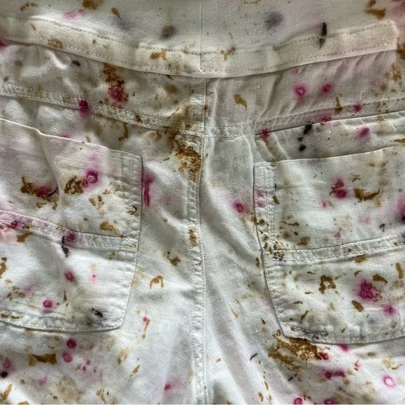 Botanically hand dyed Artisan GORGEOUS floral linen shorts XL