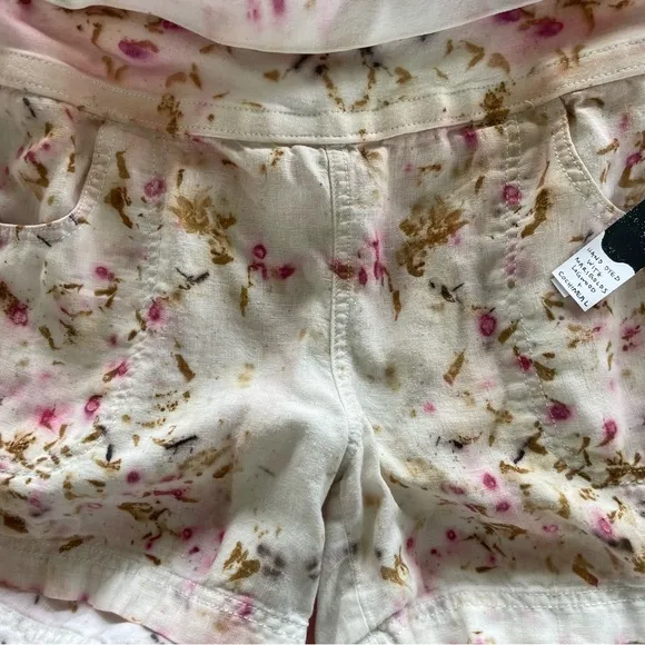 Botanically hand dyed Artisan GORGEOUS floral linen shorts XL