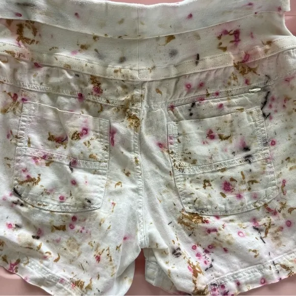 Botanically hand dyed Artisan GORGEOUS floral linen shorts XL