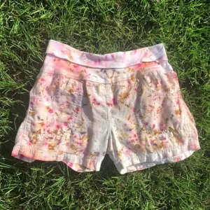 Botanically hand dyed Artisan GORGEOUS floral linen shorts XL